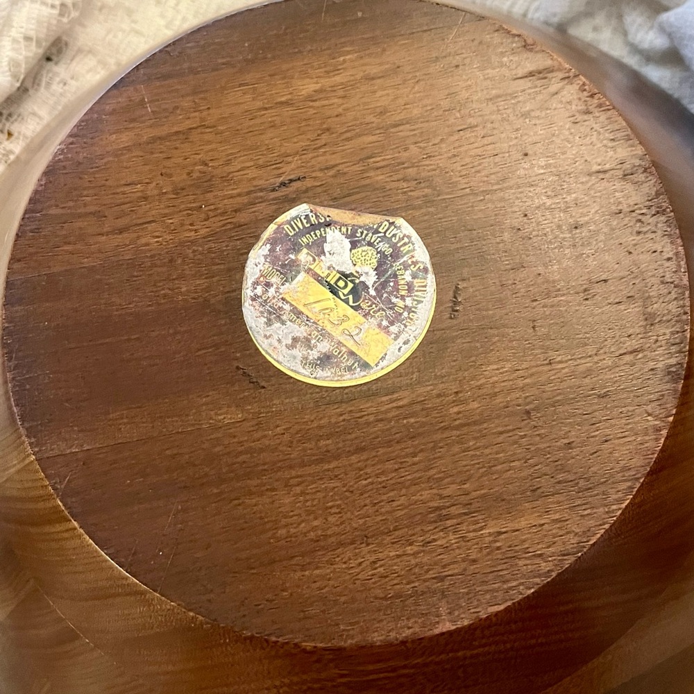 Vintage Decorative Walnut Salad Bowl Mid Century Modern - Picture 8 of 10